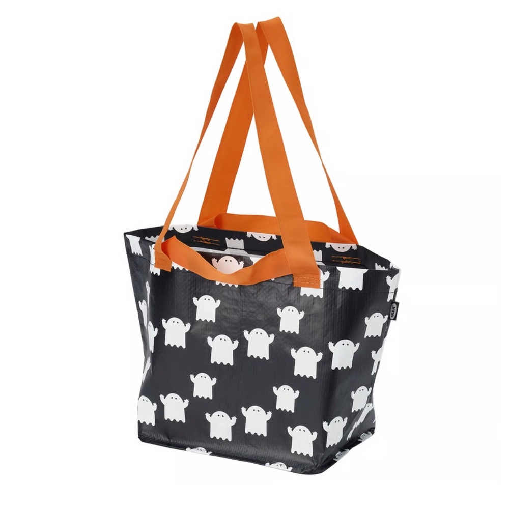IKEA Ghost Tote Patterned Black, Orange and White Bag NWT Kustfyr Collection